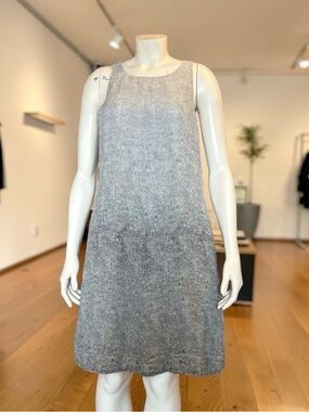 Eileen Fisher Ombre Thumbprint 100% Silk Midi Dress Small Sleeveless Lightweight